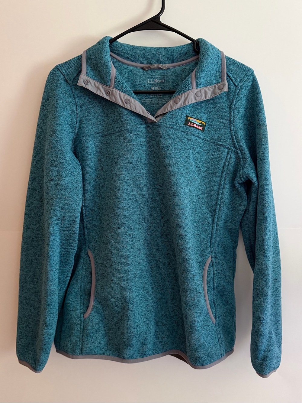 L.L. Bean Teal Snap-Front Fleece Pullover